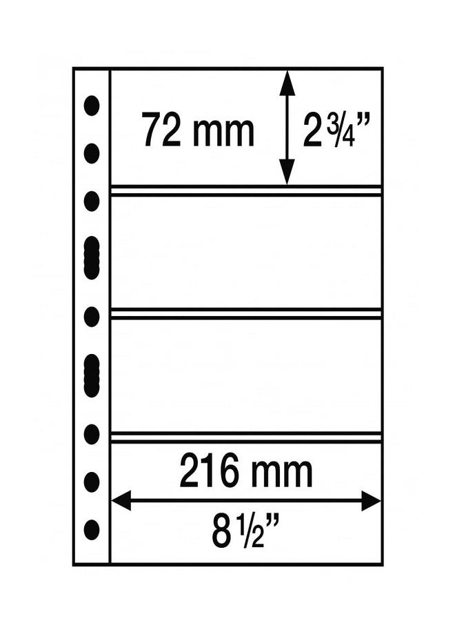 Leuchtturm Lighthouse Grande Plastic Pocket Sheet with 4 Horizontal Stripes for Currency Notes Collection - Clear | 242 x 312 mm | Pack of 5 - Image 5